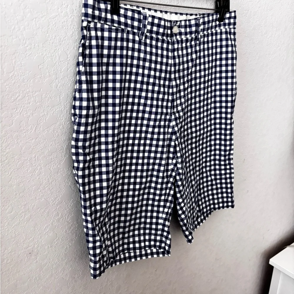 Polo by Ralph Lauren Navy and White Gingham Flat Front Shorts Size 34